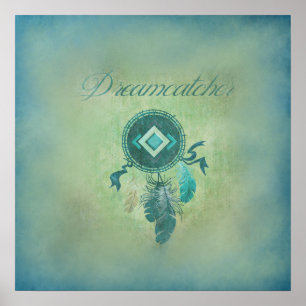 Dreamweaver op een misty groene achtergrond poster