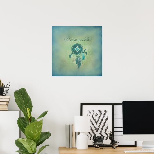 Dreamweaver op een misty groene achtergrond poster (Thuiskantoor)