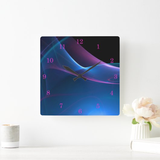 Dreamweaver Paars en Blue Sweep Fractal Vierkante Klok (Huis)