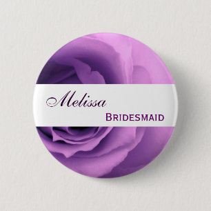 Dreamweaver Paars Roos Aangepaste naam Bridesmaid Ronde Button 5,7 Cm