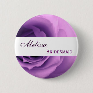 Dreamweaver Paars Roos Aangepaste naam Bridesmaid Ronde Button 5,7 Cm