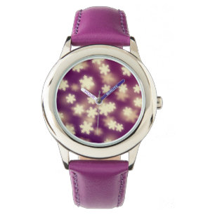 Dreamweaver Paarse Snowflake Bokeh Lights Horloge