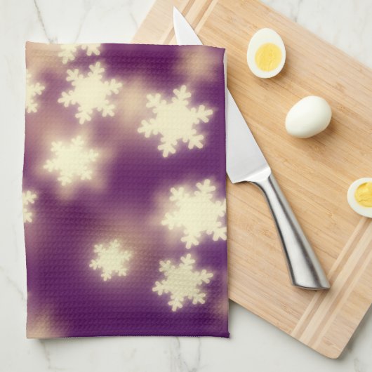 Dreamweaver Paarse Snowflake Bokeh Lights Theedoek (Quarter Fold)