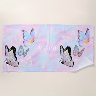 Dreamweaver Pastel Butterfly - Gepersonaliseerd Strandlaken