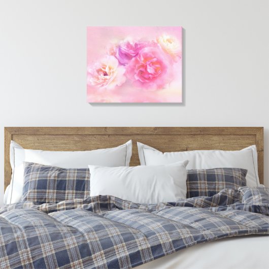 Dreamweaver Pastel-Rozen Canvas Afdruk (Insitu (Slaapkamer))