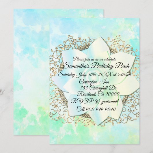 Dreamweaver Pastels Lotus Flower Kaart (Voorkant / Achterkant)