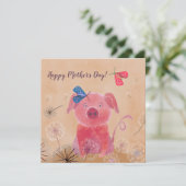 Dreamweaver Pig Flat Square-Moederdag kaart (Staand voorkant)