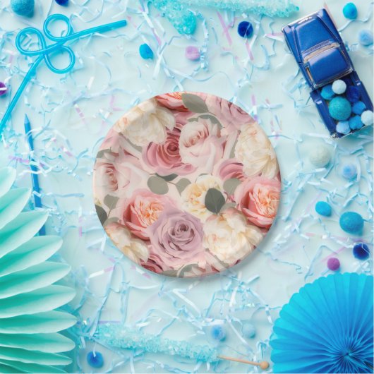 Dreamweaver Pink Floral Elegant Shabby Chic Rozen Papieren Bordje (Feest)