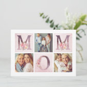 Dreamweaver Pink Floral MOM Photo Collage Moederda Kaart (Staand voorkant)