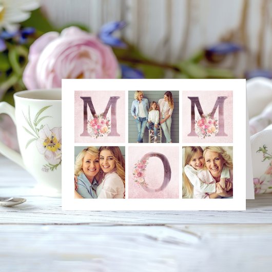 Dreamweaver Pink Floral MOM Photo Collage Moederda Kaart