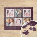 Dreamweaver Pink Floral MOM Photo Collage Moederda Legpuzzel<br><div class="desc">Stuur mama een creatief alternatief voor het gebruikelijke saaie wenskaart - een aangepast wenskaart voor puzzelpuzzelstukjes, gepersonaliseerd met je foto's en Happy Moederdag-bericht! Dit ontwerp is voorzien van MOM-letters met elegante roze waterverf bloemen die zijn vermengd met een collage lijst van uw 3 aangepaste foto's. Voeg hieronder je persoonlijke Moederdag...</div>