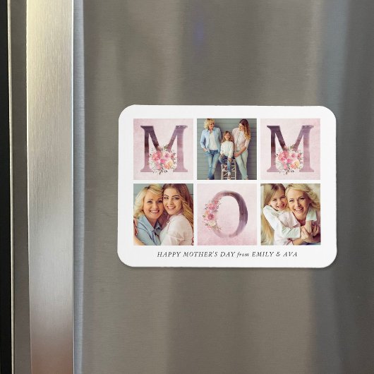 Dreamweaver Pink Floral MOM Photo Collage Moederda Magneet