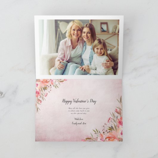 Dreamweaver Pink Floral MOM Photo Collage Valentij Kaart (Binnen)