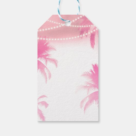 Dreamweaver Pink Palm Trees & String Lights Favor Cadeaulabel (Achterkant)