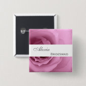 Dreamweaver PINK Rose Custom Name Bridesmaid V2 Vierkante Button 5,1 Cm (Voorkant /achterkant)