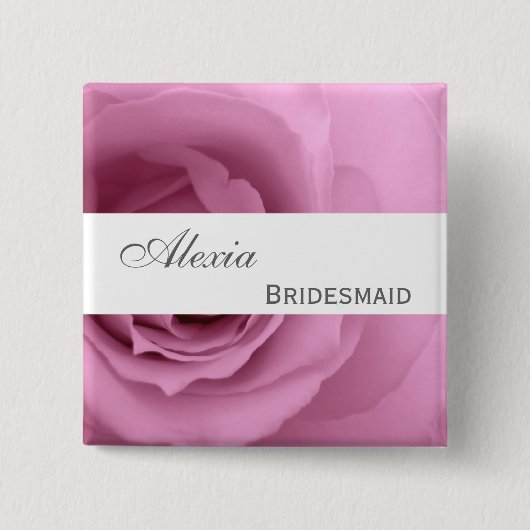 Dreamweaver PINK Rose Custom Name Bridesmaid V2 Vierkante Button 5,1 Cm (Voorkant)