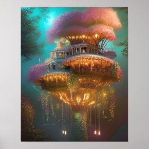 Dreamweaver Pink Treehouse Digital Art Poster