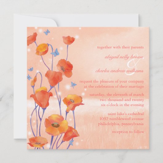 Dreamweaver Poppy Field Wedding Kaart (Voorkant)