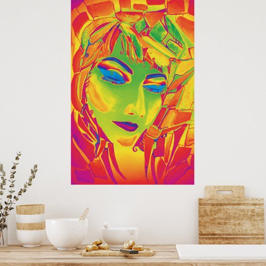 Dreamweaver Psychedelic Utopian Girl Poster (Keuken)