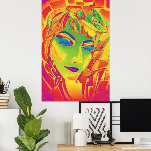 Dreamweaver Psychedelic Utopian Girl Poster (Thuiskantoor)