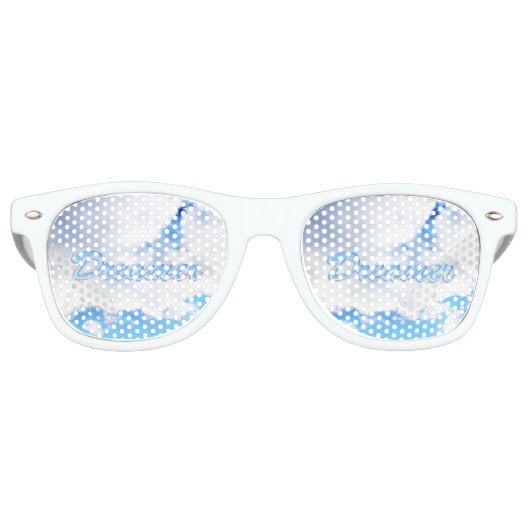 Dreamweaver Puffy White Clouds en Blue Sky Retro Zonnebril (Voorkant)