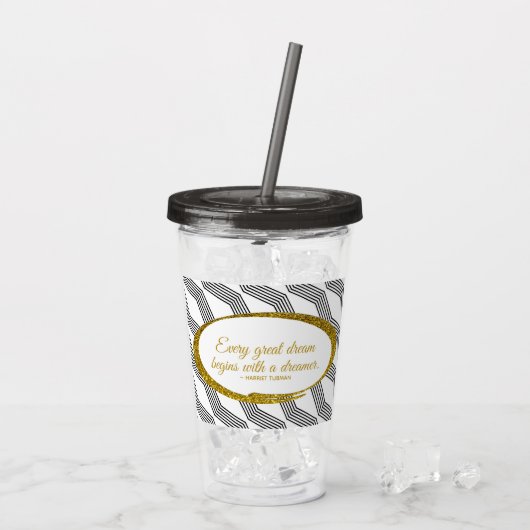 Dreamweaver Quote Back Monogram Initiaal Voorzijde Acryl Drinkbeker (Achterkant ijs)