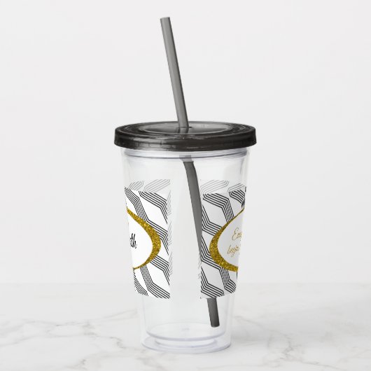 Dreamweaver Quote Back Monogram Initiaal Voorzijde Acryl Drinkbeker (Links)