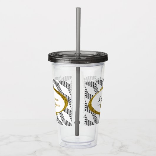 Dreamweaver Quote Back Monogram Initiaal Voorzijde Acryl Drinkbeker (Rechts)