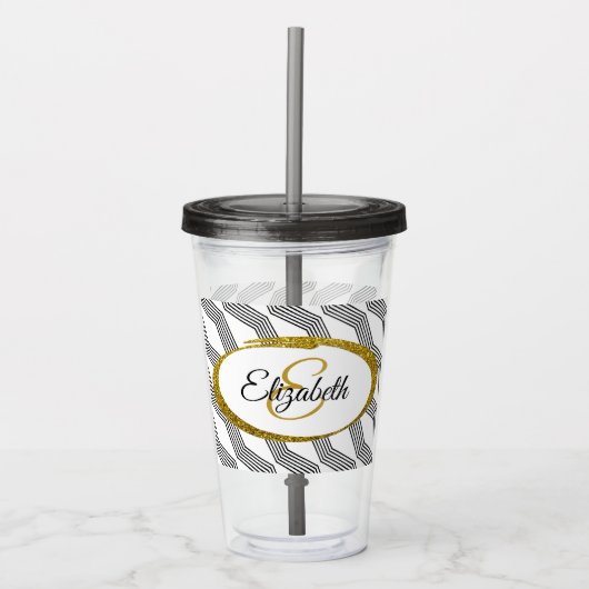 Dreamweaver Quote Back Monogram Initiaal Voorzijde Acryl Drinkbeker (Voorkant)