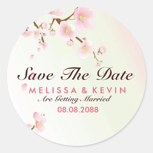 Dreamweaver roze en White Cherry Blossom Save the  Ronde Sticker (Voorkant)