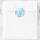 Dreamweaver roze palmbomen en blauwe hemellijnlich ronde sticker (Tas)