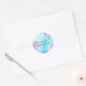 Dreamweaver roze palmbomen en blauwe hemellijnlich ronde sticker (Envelop)