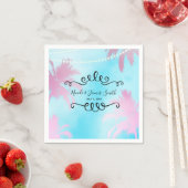 Dreamweaver roze palmbomen en blauwe hemellijnlich servetten (Insitu)