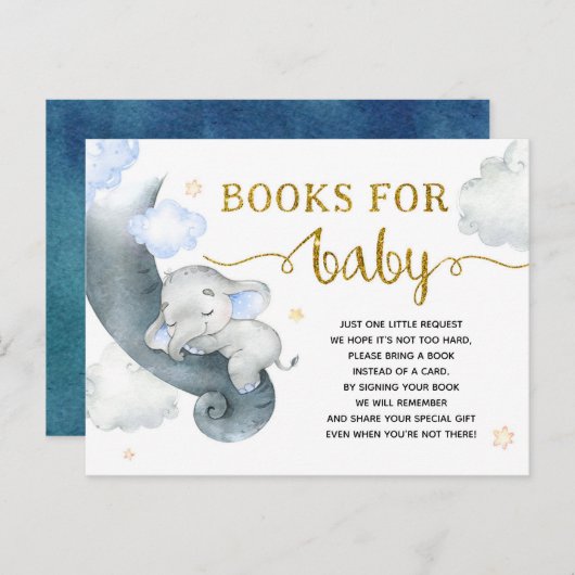 Dreamweaver Stars Elephant Baby shower Books for B Uitnodiging Briefkaart (Voorkant / Achterkant)