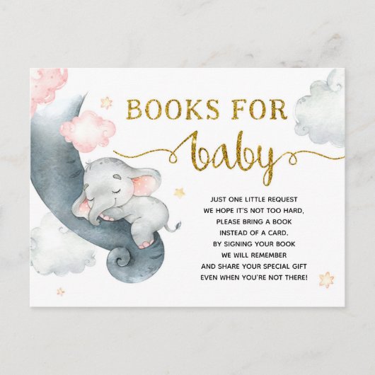 Dreamweaver Stars Elephant Girl Books for Baby Uitnodiging Briefkaart (Voorkant)