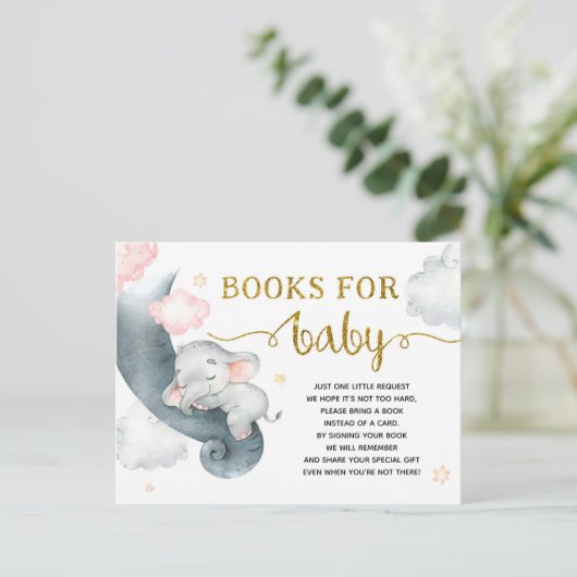 Dreamweaver Stars Elephant Girl Books for Baby Uitnodiging Briefkaart (Staand voorkant)