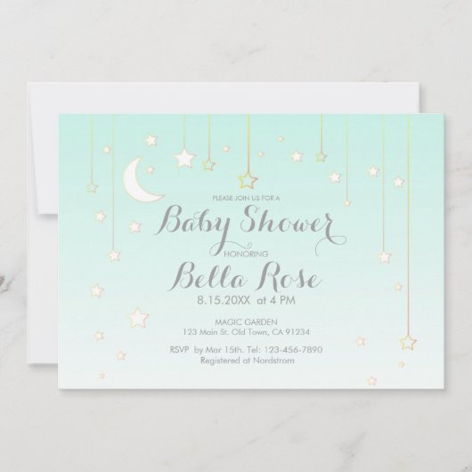 Dreamweaver Stars Mint Gender Neutral Baby shower  Kaart (Voorkant)