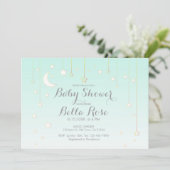 Dreamweaver Stars Mint Gender Neutral Baby shower  Kaart (Staand voorkant)