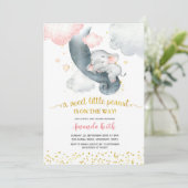 Dreamweaver Stars Pink Elephant Baby shower Invita Kaart (Staand voorkant)