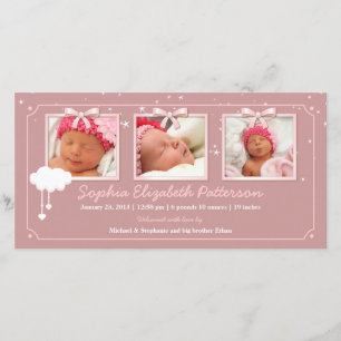 Dreamweaver Stars Three Photo Baby Birth Announeme Aankondiging
