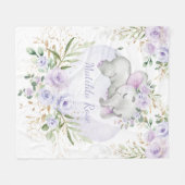 Dreamweaver Sweet Baby Elephant Girl Lavender Flor Fleece Deken (Voorkant (Horizontaal))