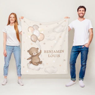 Dreamweaver Teddy Bear & Balloons Neutrale Baby Nu Fleece Deken