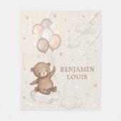 Dreamweaver Teddy Bear & Balloons Neutrale Baby Nu Fleece Deken (Voorkant)