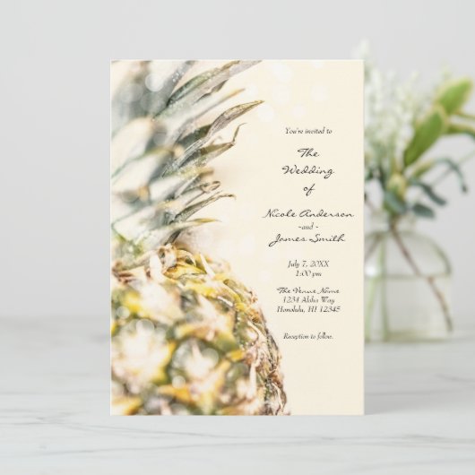 Dreamweaver Tropische anananaseiland Beach Wedding Kaart (Staand voorkant)