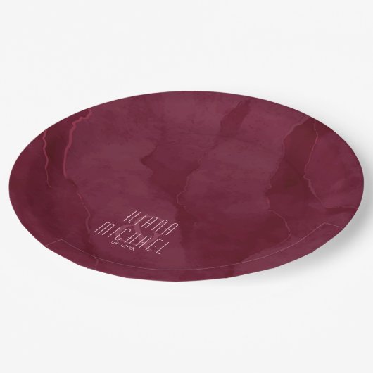 Dreamweaver Waterverf Abstract Wedding Burgundy ID Papieren Bordje (Gekanteld)