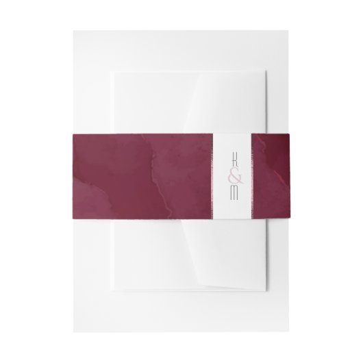 Dreamweaver Waterverf Abstract Wedding Burgundy ID Uitnodigingen Wikkel (Voorkant Voorbeeld)