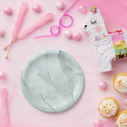 Dreamweaver Waterverf Abstract Wedding Green/Bl ID Papieren Bordje (Feest)