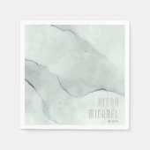 Dreamweaver Waterverf Abstract Wedding Green/Bl ID Servet (Voorkant)