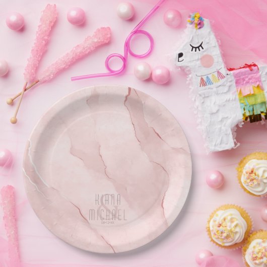 Dreamweaver Waterverf Abstracte bruiloft Blush ID8 Papieren Bordje (Feest)