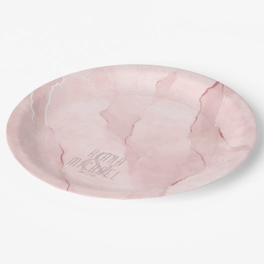 Dreamweaver Waterverf Abstracte bruiloft Blush ID8 Papieren Bordje (Gekanteld)